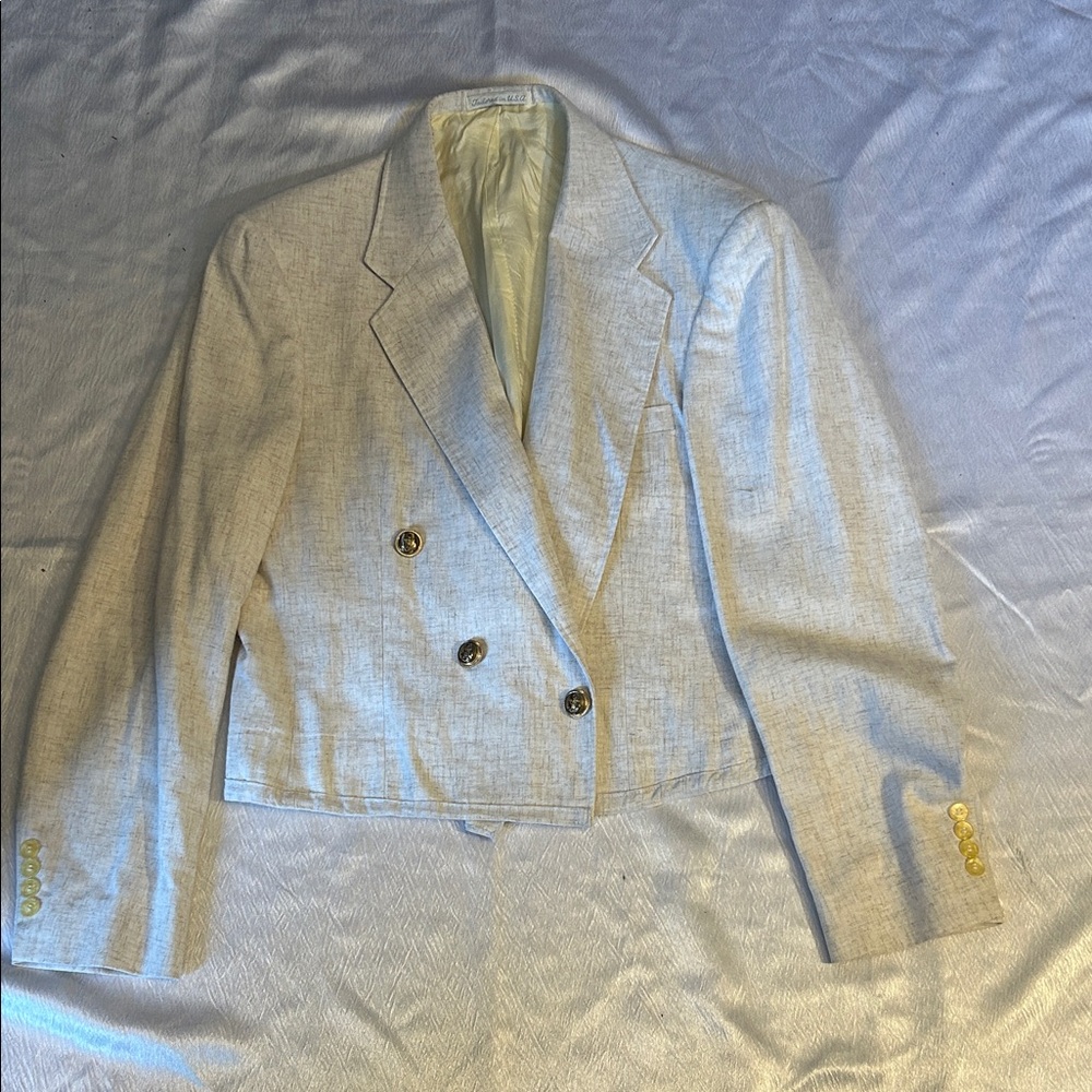 Ross & cromarty crop blazer beige men size medium